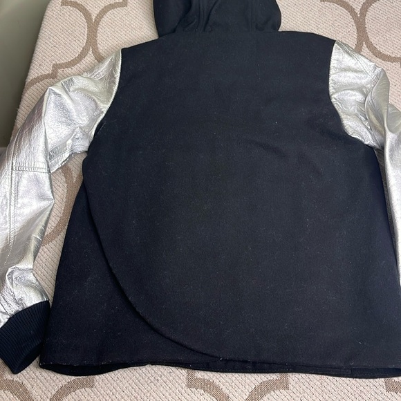 Nike Women's Destroyer Butterfly Black Wool Silver Leather Jacket - Picture 7 of 16